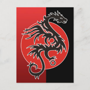 Dragon Sun Power - Schwarzweiß + Ihre Ideen Postkarte