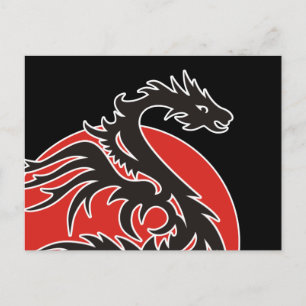 Dragon Sun Power - Schwarzweiß + Ihre Ideen Postkarte