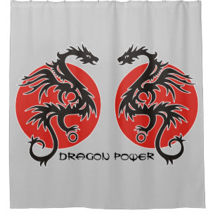 Dragon Sun - Schwarz-Weiß + Ihre Ideen Duschvorhang