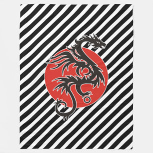 Dragon Sun - Schwarz-Weiß + Ihre Ideen Fleecedecke
