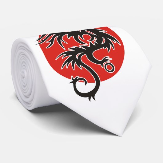 Dragon Sun - Schwarz-Weiß + Ihre Ideen Krawatte (Gerollt)