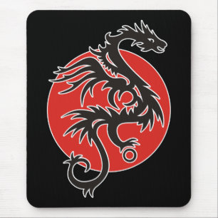 Dragon Sun - Schwarz-Weiß + Ihre Ideen Mousepad