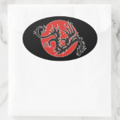 Dragon Sun - Schwarz-Weiß + Ihre Ideen Ovaler Aufkleber (Tasche)