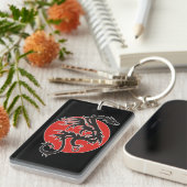 Dragon Sun - Schwarz-Weiß + Ihre Ideen Schlüsselanhänger (Vorderseite rechts)