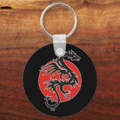 Dragon Sun - Schwarz-Weiß + Ihre Ideen Schlüsselanhänger (Vorderseite)