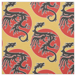 Dragon Sun - Schwarz-Weiß + Ihre Ideen Stoff