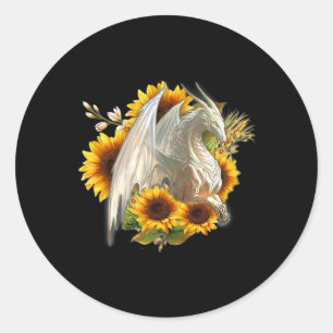 Dragon Sunflower Spring Lover Runder Aufkleber