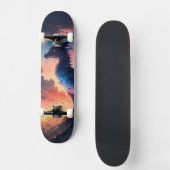 Dragon Sunset mit Orange und Lila Hues Skateboard (Vorderseite)