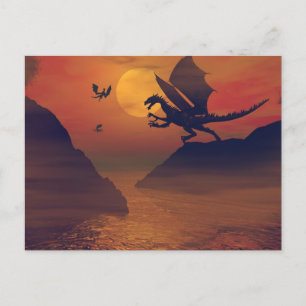 Dragon Sunset Postcard Postkarte