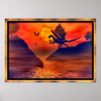 Dragon Sunset Poster