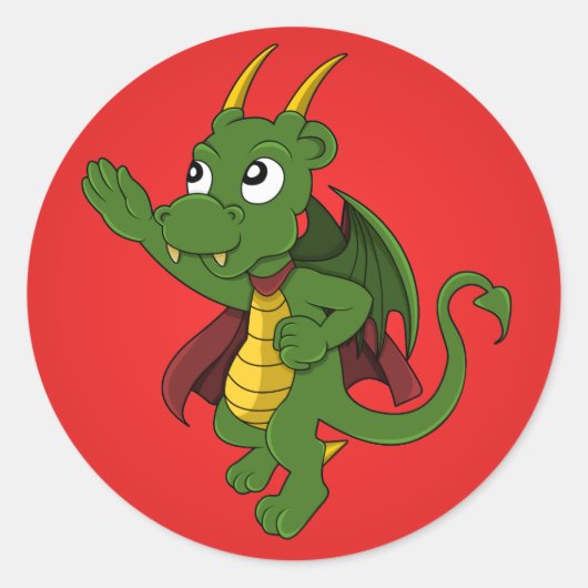 Dragon Superheld Cartoon Stickers (Vorderseite)