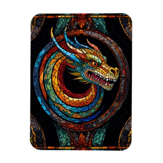 Dragon Swirl im mehrfarbigen Mosaikdesign Magnet (Vertikal)