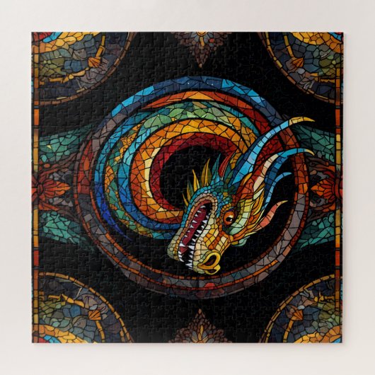 Dragon Swirl im mehrfarbigen Mosaikdesign Puzzle (Horizontal)