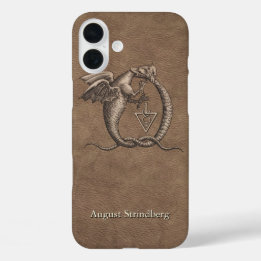Dragon Symbol Imitats Leather mit Name iPhone 16 Plus Hülle