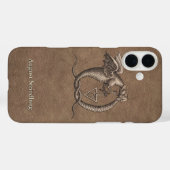 Dragon Symbol Imitats Leather mit Name Case-Mate iPhone Hülle (Rückseite (Horizontal))