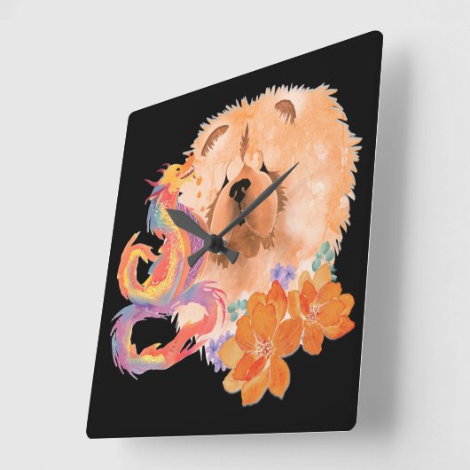 DRAGON-TALEZ: Jahr des Drachen Quadratische Wanduhr (Winkel)