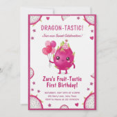 Dragon-Tastic Dragon Fruit First Birthday Einladung (Vorderseite)