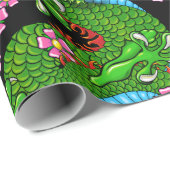 Dragon Tattoo Art Green Red mit Cherry Blossom Geschenkpapier (Rolleneckpunkt)