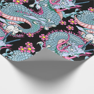 Dragon Tattoo Art in Pink und Peach Melba Geschenkpapier