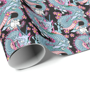 Dragon Tattoo Art in Pink und Peach Melba Geschenkpapier