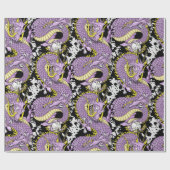 Dragon Tattoo Art Lila Lilac und Gelb Geschenkpapier (Flach)