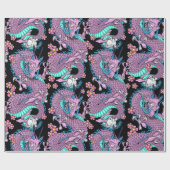 Dragon Tattoo Art Lila und blau Geschenkpapier (Flach)