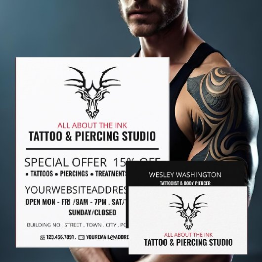 Dragon Tattoo, Tattooist & Body Piercer Visitenkarte