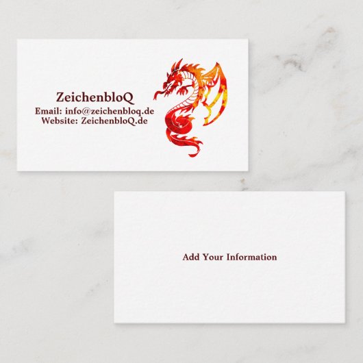 Dragon Tattoo Visitenkarte (Vorne/Hinten)