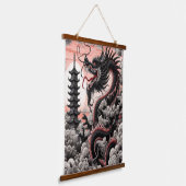 Dragon Temple Tapestry Wandteppich Mit Holzrahmen (Gewinkelt)