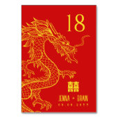 Dragon Theme Double Happy | Gold auf Red Tischnummer (Rückseite)