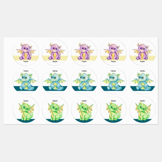 Dragon Themed Back To School Name Labels Etiketten (Blatt)