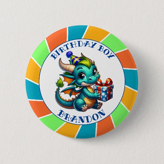 Dragon Themed Birthday Boy Button (Vorderseite)