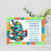 Dragon Themed Boys Geburtstagsparty Einladung (Stehend Vorderseite)