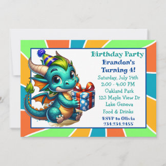 Dragon Themed Boys Geburtstagsparty Einladung