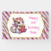 Dragon Themed Pink and Gold Personalisiert Geburts Banner (Horizontal)