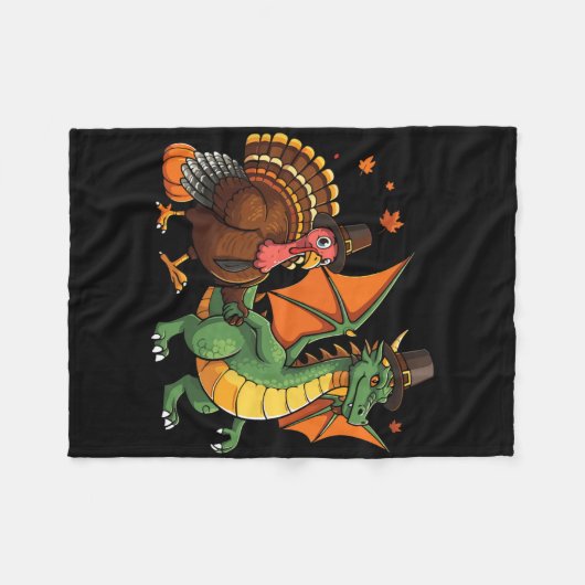 Dragon Turkey Pilgrim Erntedank Pumpkin Kids Bo Fleecedecke (Vorderseite (Horizontal))