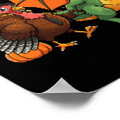 Dragon Turkey Pilgrim Erntedank Pumpkin Kids Bo Poster (Ecke)