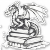 Dragon und Books Line Art Aufkleber (Vorderseite)
