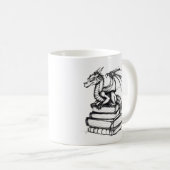 Dragon und Books Line Art Kaffeetasse (VorderseiteRechts)