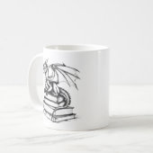 Dragon und Books Line Art Kaffeetasse (Vorderseite Links)