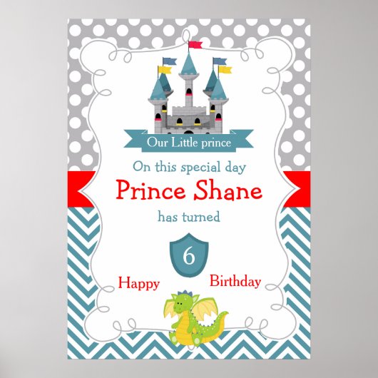 Dragon und Burg Geburtstag Poster (Vorne)