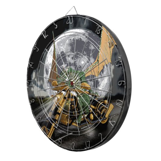 Dragon und Moon Fantasy Artwork Dartscheibe (Vorderseite rechts)