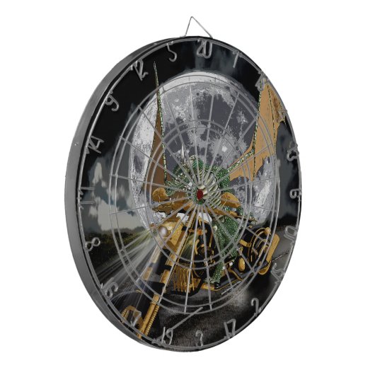 Dragon und Moon Fantasy Artwork Dartscheibe (Vorderseite Links)