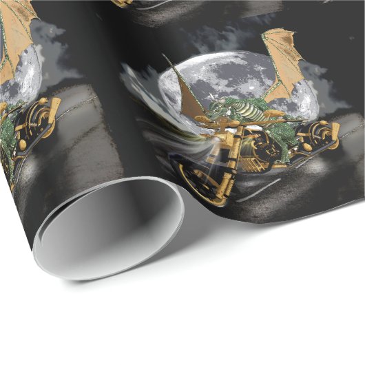 Dragon und Moon Fantasy Artwork Geschenkpapier (Rolleneckpunkt)