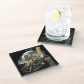 Dragon und Moon Fantasy Artwork Glasuntersetzer (Schrägansicht)