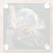 Dragon und Moon Fantasy Artwork Glasuntersetzer (Rückseite)