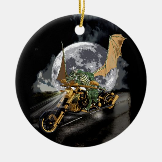 Dragon und Moon Fantasy Artwork Keramikornament (Vorne)