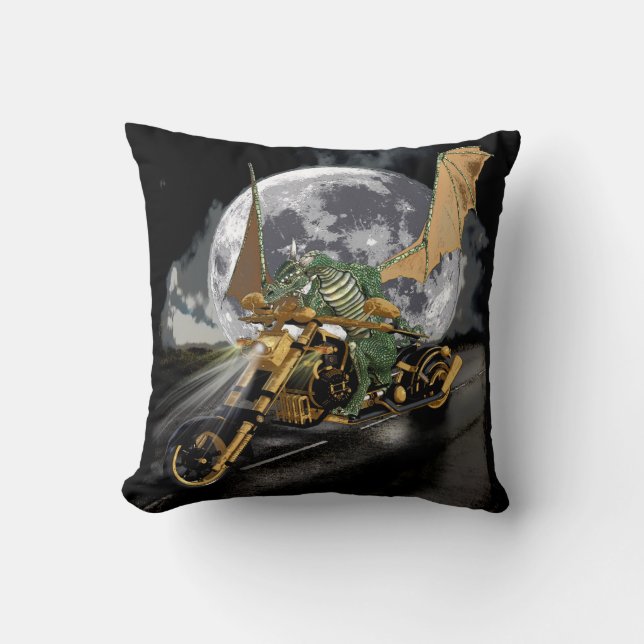Dragon und Moon Fantasy Artwork Kissen (Vorderseite)