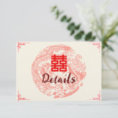 Dragon und Phoenix beige chinesische Hochzeitsdeta Begleitkarte (Stehend Vorderseite)