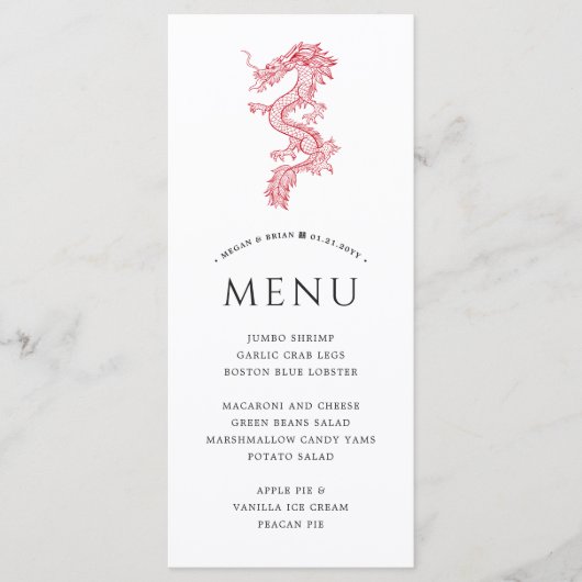 Dragon und Phoenix | Dragon Theme Menu Menükarte (Vorderseite)